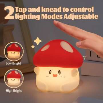 Rytinazzz Cute Mushroom Night Light - Dimmable LED Lamp for Kids