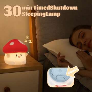 Rytinazzz Mushroom Night Light for Kids with Dimmable Options