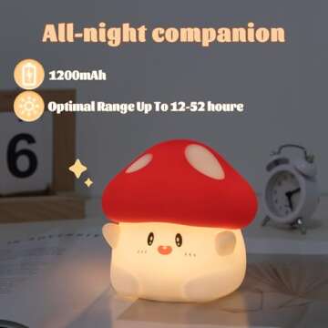 Rytinazzz Mushroom Night Light for Kids with Dimmable Options