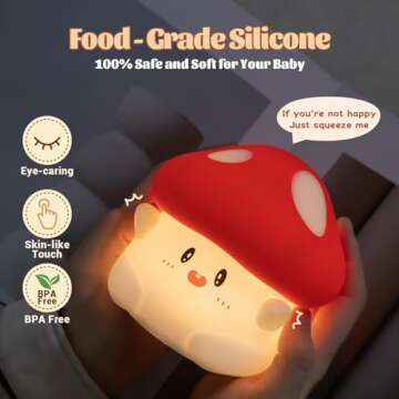 Rytinazzz Mushroom Night Light for Kids with Dimmable Options