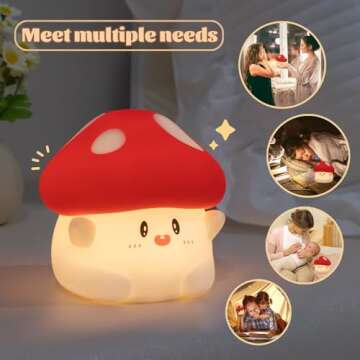 Rytinazzz Mushroom Night Light for Kids with Dimmable Options