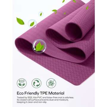 Ewedoos Yoga Mat with Alignment Marks Eco Friendly TPE Yoga Mat Non Slip Hot Yoga Mat Thick 1/4'' Anti-Tear Surfaces Exercise Mats for Home Workout Fitness Pilates