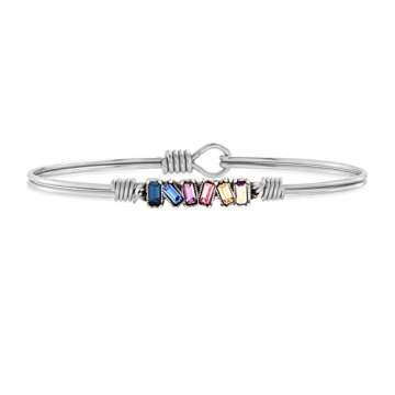 Luca + Danni Mini Hudson Bangle Bracelet For Women in Light Ombre - Silver Tone Size Regular Made in USA