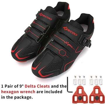 Unisex Cycling Shoes Compatible with pelaton Indoor Road Bike Shoes Riding Shoes for Men and Women Delta Cleats Clip Outdoor Pedal, (Black-red, M10.5)