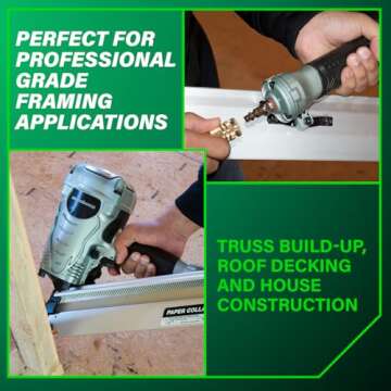 Metabo HPT Framing Nailer, Pro Preferred Brand of Pneumatic Nailers, 30 Degree Magazine, Accepts 2-Inch to 3-1/2-Inch Paper Collated Nails, Ideal for Framing, Truss Build Up, Wall Sheathing, NR90ADS1