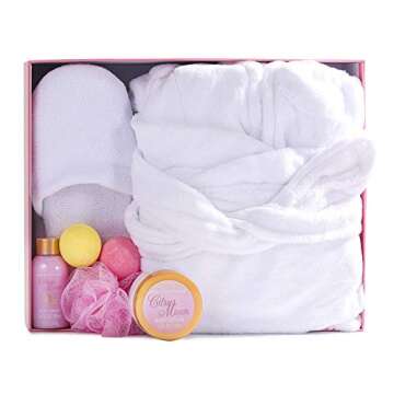 Spa Luxetique Robe and Slippers Spa Set Women, Christmas Gifts for Women, 6pcs Flannel Soft Bath Robe, Bath and Body Works Bath Sets with Slippers, Body Lotion, Bath Bombs, Robe Sets for Women