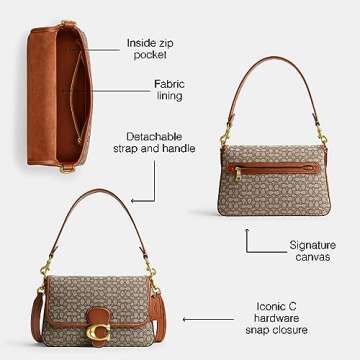 COACH Mini Signature Jacquard Soft Tabby Shoulder Bag, Cocoa Burnished Amber