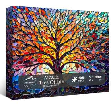 PICKFORU Stained Glass Puzzle Tree of Life Puzzles for Adults 1000 Pieces, Impossible Hard Difficult Challenging Puzzles