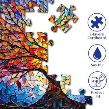 PICKFORU Stained Glass Puzzle Tree of Life Puzzles for Adults 1000 Pieces, Impossible Hard Difficult Challenging Puzzles