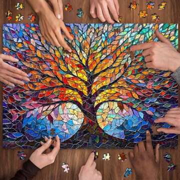 PICKFORU Stained Glass Puzzle Tree of Life Puzzles for Adults 1000 Pieces, Impossible Hard Difficult Challenging Puzzles