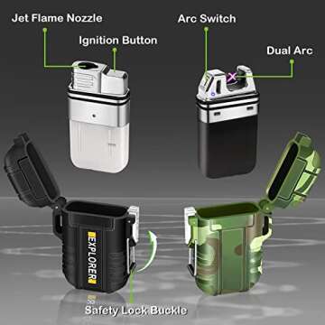 Waterproof Dual Arc Lighter 2 Pack USB Rechargeable