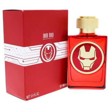 Marvel, Fragrance Eau de Toilette EDT 100ml Cologne Spray Made in Spain, Garnett, Gold, Iron Man for Men by Air Val International, 3.4 Fl Oz
