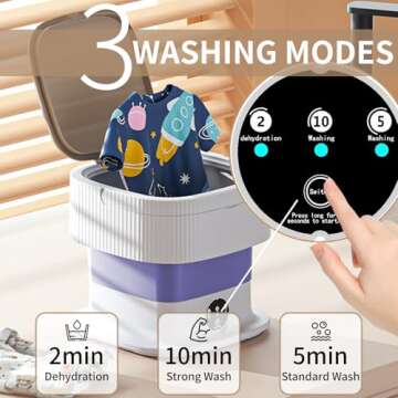 Portable Washing Machine Mini Washer 15L Small Washing Machine 60W Dryer Folding Lavadora Portatil Foldable Compact Manual Laundry Clothes Apartment Travel Underwear Camping