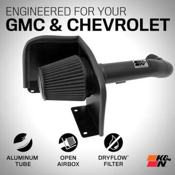 K&N Cold Air Intake System: High-Flow Air-Filter, Increase Performance & Horsepower: Compatible with 2009-2014 Chevy/GMC/Cadillac (See Product Description for Select Models) 71-3070