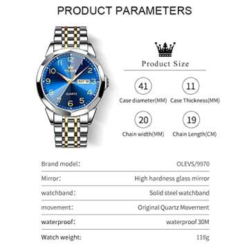 OLEVS Blue Luxury Men’s Watch - Waterproof & Diamond