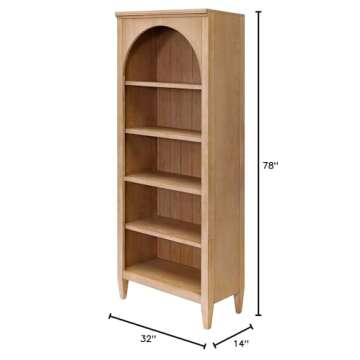 Martin Furniture Modern Wood Open Bookcase, Office Shelving, Storage Cabinet, Fully Assembled, Light Brown