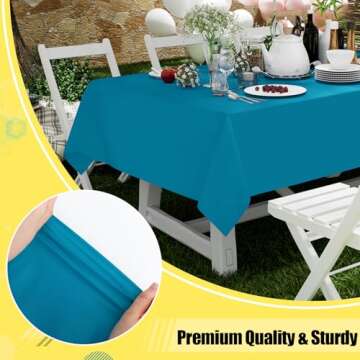 Smiry Disposable Table Cloth - 6 Pack, 54 x 108 Inch Table Cloths for Parties, Decorative Tablecloths for Rectangle Tables, Waterproof Plastic Table Cover, Leakproof & Sturdy, Aqua