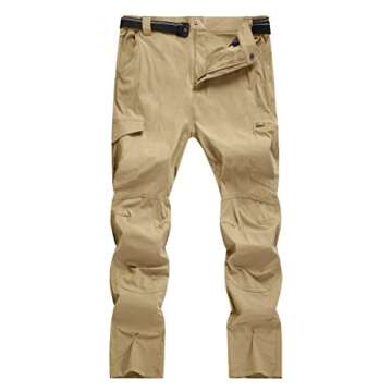 WENRONSTA Men's Hiking Work Cargo Pants Quick-Dry Lightweight Waterproof 6 Pockets Outdoor Mountain Fishing Camping Pants Khaki L