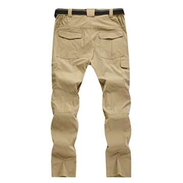 WENRONSTA Men's Hiking Work Cargo Pants Quick-Dry Lightweight Waterproof 6 Pockets Outdoor Mountain Fishing Camping Pants Khaki L