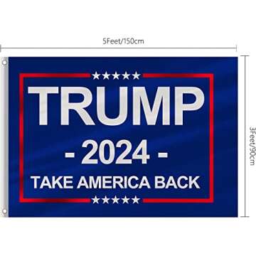 Trump 2024 MAGA Hat and Trump Flag Set, Trump 2024 Hat Take America Back Baseball Cap