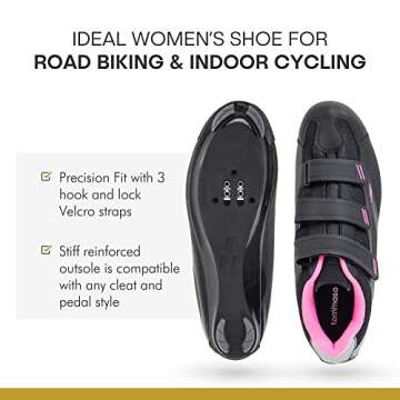 Tommaso Pista 100 Women's Cycling Shoes Dual Cleat Compatibility - Spin Shoes, Indoor Cycling Bike, Road Bike Shoes, Sport Bike- No Cleats - Compatible with SPD, SPD-SL & Look Delta Cleats - Pink 39