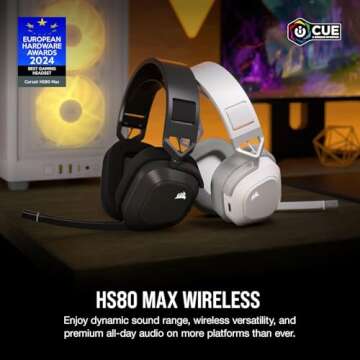 Corsair HS80 MAX Wireless Gaming Headset - Dolby Atmos, Noise Cancelling