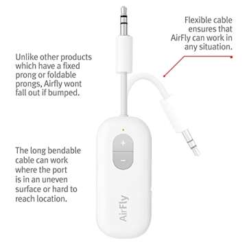 Twelve South AirFly SE Audio Streaming for TV/Airplane to Wireless Headphones – Wireless Adapter for AirPods, Airplane, Car, Gym, Home, Use with Any 3.5 mm Audio Jack