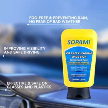 Soapami Oil Film Cleaner, Emulsion Glass Clean Remover, Automotive Oil Film Cleaning Emulsion Renews Glass & Plastic, Car Windows Quick Effect Coating Agent for Home and Auto Cleaning (1PC)