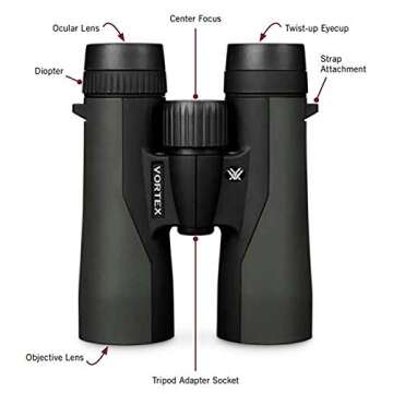 Vortex Optics Crossfire HD 8x42 Binoculars - HD Optical System, Tripod Adaptable, Rubber Armor, Waterproof, Fogproof, Shockproof, Included GlassPak - Unlimited, Unconditional Warranty