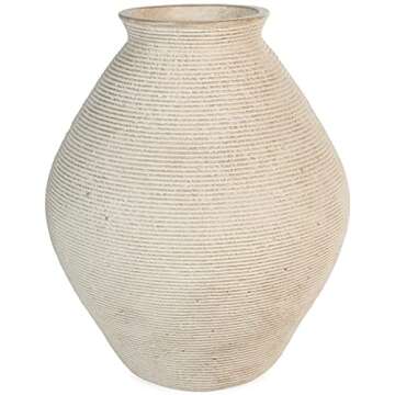 Signature Design by Ashley Hannela 12" Modern Distressed Polyresin Vase, Antique Tan