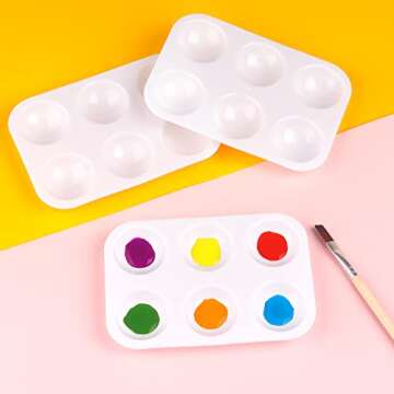 Tamaki 8 PCS White Plastic Paint Tray Palettes, Watercolor Palette Painting Tray for Painting Party, DIY Craft and Art Painting