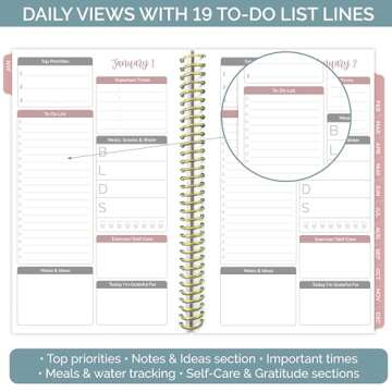 Bloom Undated Bound Daily Planner for Task Tracking