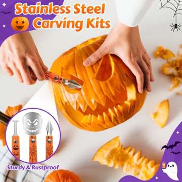 ZIZZ Pumpkin Carving Kits for Halloween: 28pcs Stainless Steel Pumpkin Carving Tools Sets for Halloween DIY Lanterns Craft Party Decoration Gifts for Teen Kids Adults & Beginner