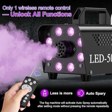 Fog Machine Halloween Smoke Machine for Parties with LED Lights, DJ Fog Machine Indoor for Stage Wedding Club, Smoke Machine Fog Outdoor with Stage Effects 500W