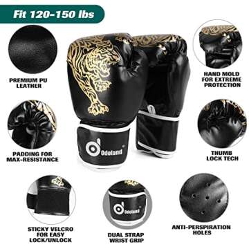 Odoland 8-in-1 Punching Bag for Adult Men Women, 4FT Heavy Boxing Bag Set with 12OZ Boxing Gloves, Kickboxing Bag Kit for MMA Muay Thai Karate Taekwondo (Unfilled)