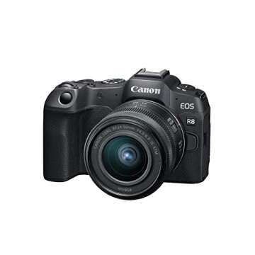 Canon EOS R8 Mirrorless Camera RF24-50mm F4.5-6.3 is STM Lens Kit, Full-Frame Hybrid Camera, 24.2 Megapixel CMOS Image Sensor, 4K Video, Content Creator Vlogging Camera, Black