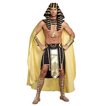 Dreamgirl Adult King Tut Costume, Mens Ancient Egyptian Pharaoh, Fashion King of Egypt Halloween Costume Medium