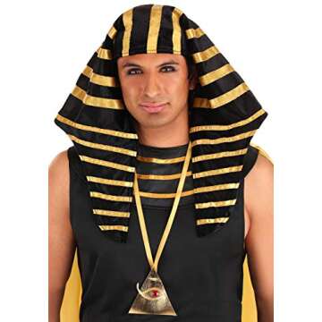 Dreamgirl Adult King Tut Costume, Mens Ancient Egyptian Pharaoh, Fashion King of Egypt Halloween Costume Medium