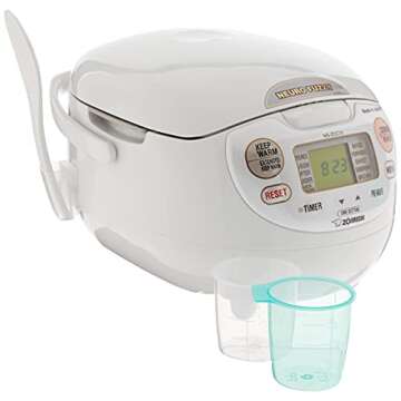 Zojirushi NS-ZCC10 5-1/2-Cup Neuro Fuzzy Rice Cooker and Warmer, Premium White