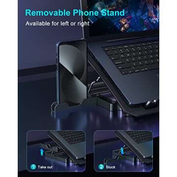 KeiBn Laptop Cooling Pad, Gaming Laptop Cooler 2 Fans for 10-15.6 Inch Laptops, 5 Height Stands, 2 USB Ports (S039)