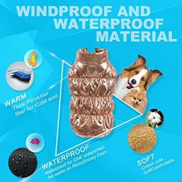 SunteeLong Winter Puppy Dog Cotton Coats Waterproof Pet Clothes Windproof Dog Snowsuit Dog Jacket Warm Dog Vest Cold Weather Pet Apparel for Small Medium Large Dogs Gold XS