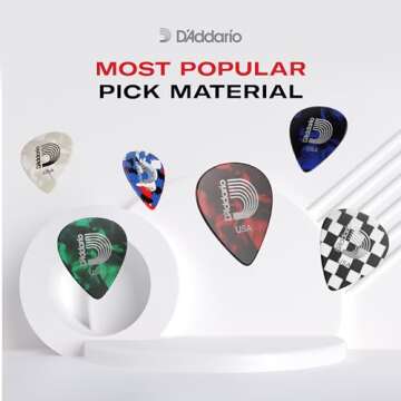 D'Addario Celluloid Guitar Picks - Guitar Accessories - Guitar Picks for Acoustic Guitar, Electric Guitar, Bass Guitar - Natural Feel, Warm Tone - Assorted, Medium 0.70mm, 10-pack