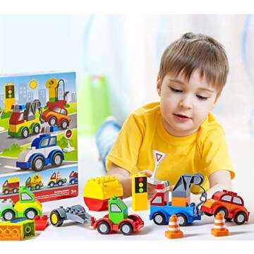 PREXTEX Building Toys for Toddlers - 60-Piece Building Blocks for Toddlers to Build Cars and Trucks - Easy-Grip, Child-Safe Design for 3 up - Creative STEM Learning and Fine Motor Skill Development