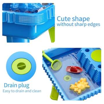 TEMI Sand Water Table Outdoor Toddler Activity Table Sand Sensory Table Summer Toys Beach Play Table 27 Pieces Accessories for Baby Kids Children