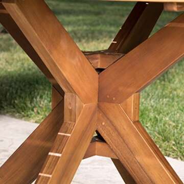 Christopher Knight Home Stamford Outdoor Acacia Wood Round Dining Table, Teak Finish