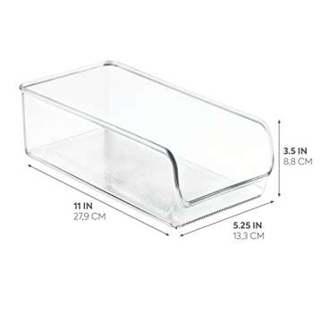 iDesign Linus Plastic Canned Food and Soda Can Organizer with Lid for Refrigerator, Freezer and Pantry, BPA-Free, 5.25" x 11" x 3.5", Clear,0 liters