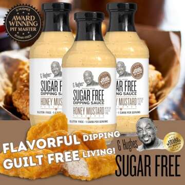 G Hughes Sugar Free, Honey Mustard Dipping Sauce - Sugar Free Honey Mustard, Gluten Free Mustard, Keto Honey Mustard, Low Carb Honey Mustard Dressing, Sugar Free Mustard -18 Oz (3-Pack)