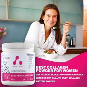 ATP LAB Total Radiance Collagen Powder, Unflavoured, 360g - Premium Hydrolyzed Collagen Peptides for Women - Vegan-Friendly Collagen Protein Powder, Support for Skin, Hair & Nails