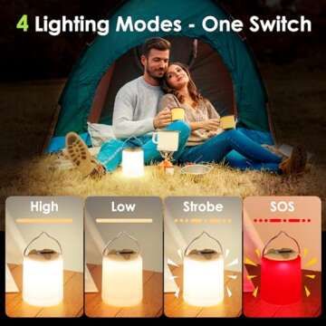 BOBKID LED Camping Lantern, Rechargeable Camping Light, 4 Modes Outdoor Flashlights Lanterns with 1000LM, Water Resistant Portable Emergency Camp Light for Hurricane Hiking Survival Kits - Khaki