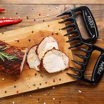 Arres Pulled Pork Claws & Meat Shredder - BBQ Grill Tools and Smoking Accessories for Carving, Handling, Lifting (Meat claws)